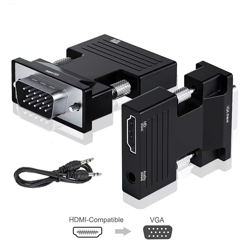 Hdmi Vga Adapter - HDMI - VGA変換アダプター HD 1080P 3.5mmオーディオケーブル付き