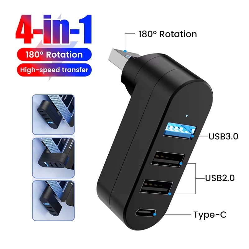 Laptop Accessories Usb - USBハブ 3.0 ミニスプリッターボックス 4ポート 180 °