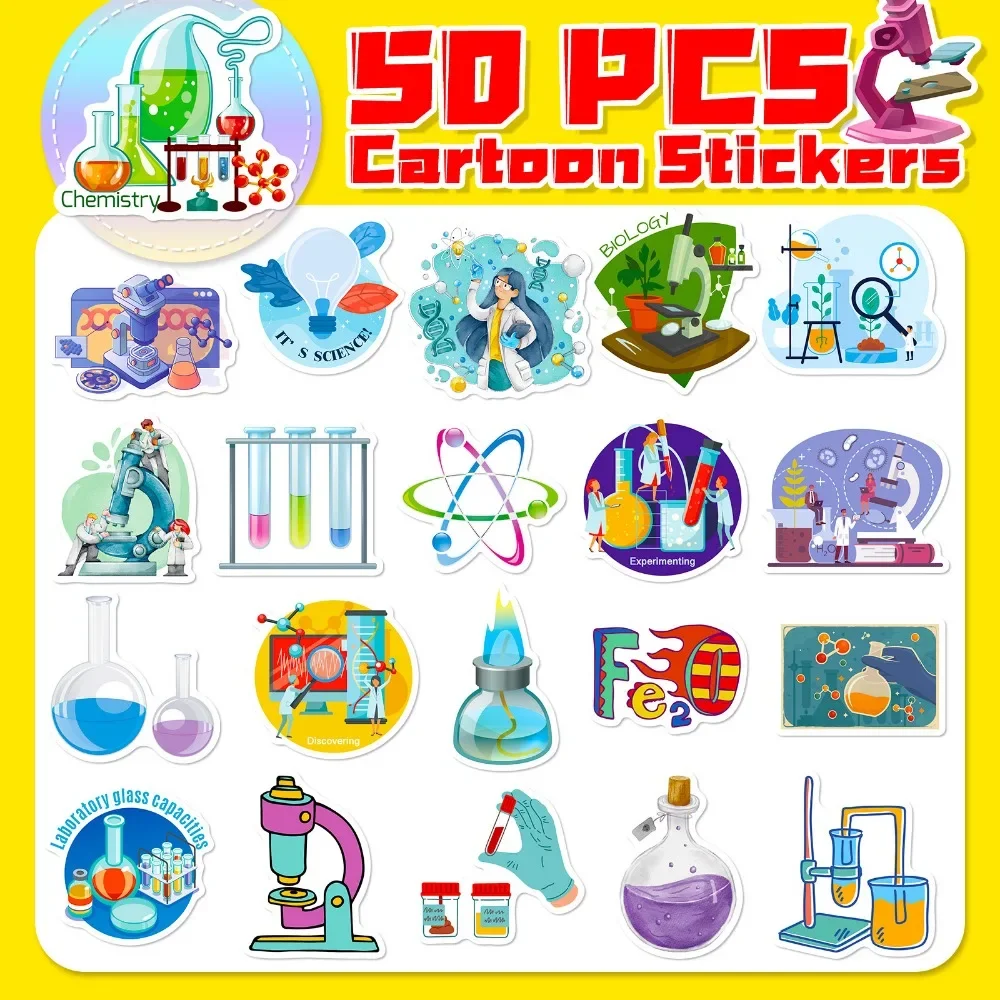 漫画科学実験室ステッカー、DIY装飾、ラップトップ、電話、ス - Laptop Accessories Kids のレビューと価格