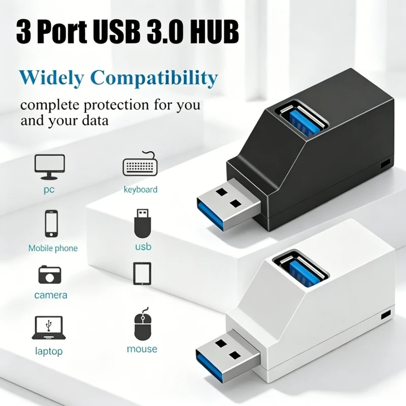 USB 3.0 2.0 回転可能な 3 ポートハブスプリッタ - Laptop Accessories Usb のレビューと価格