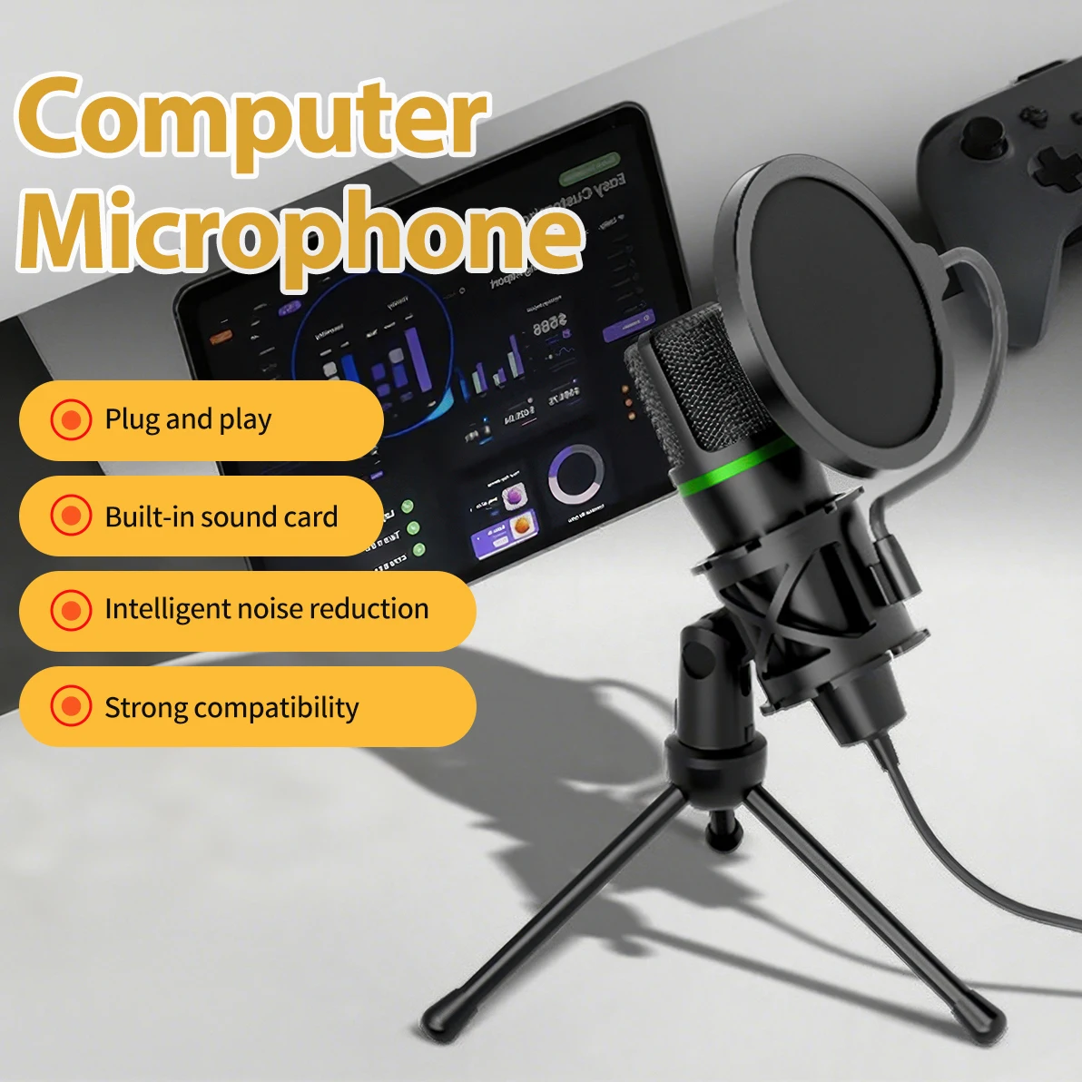 コンデンサーマイク USB 有線 PC コンピューターラップ - Laptop Accessories Usb のレビューと価格