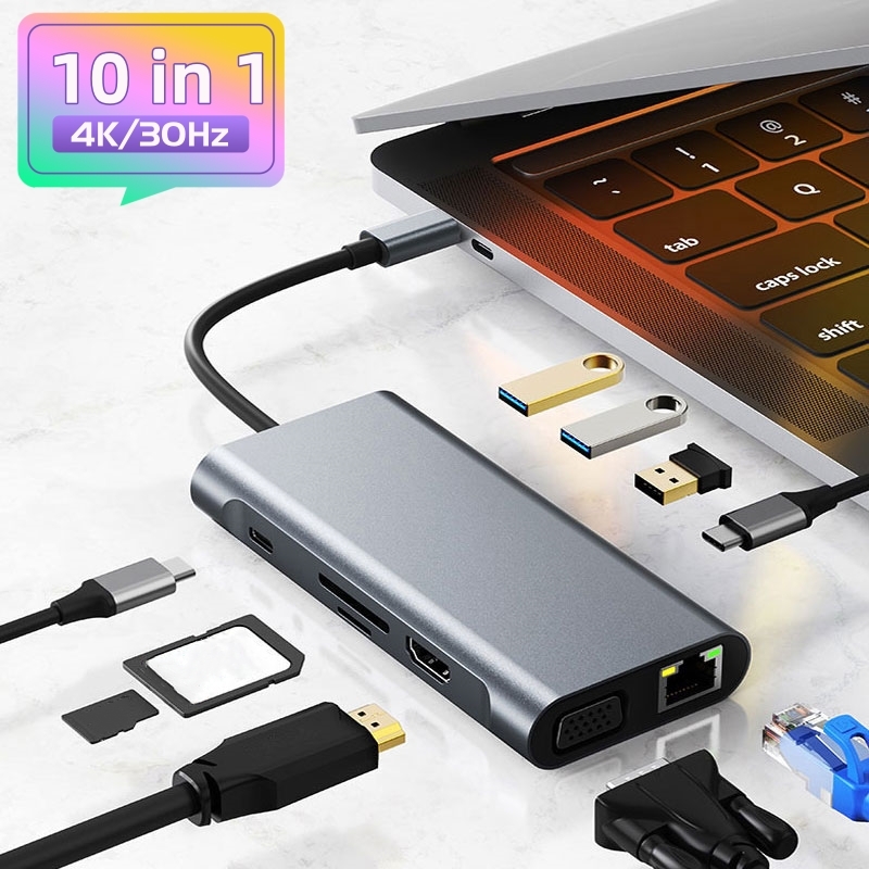 10 in 1 USBハブ USB Type-Cハブ HDア - Hdmi Vga Adapter のレビューと価格