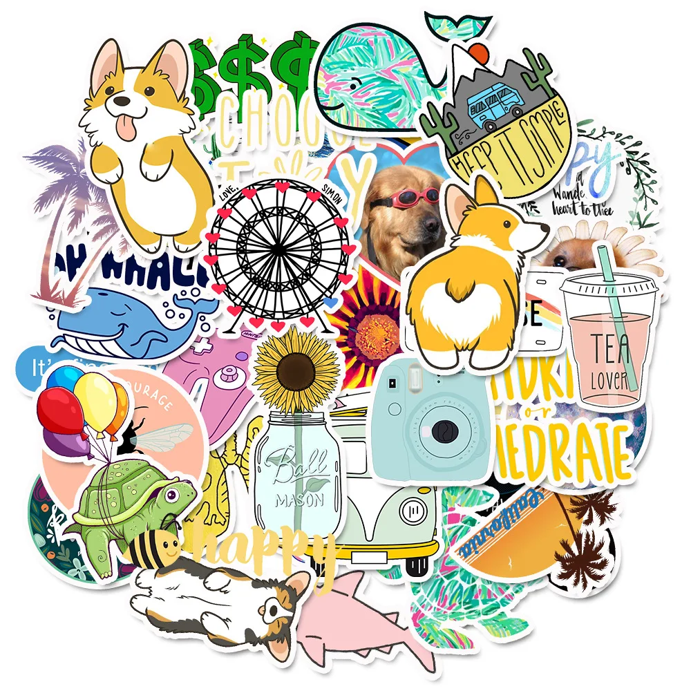 50 ピース/パックかわいい漫画 VSCO ガールステッカー - Laptop Accessories Kids のレビューと価格