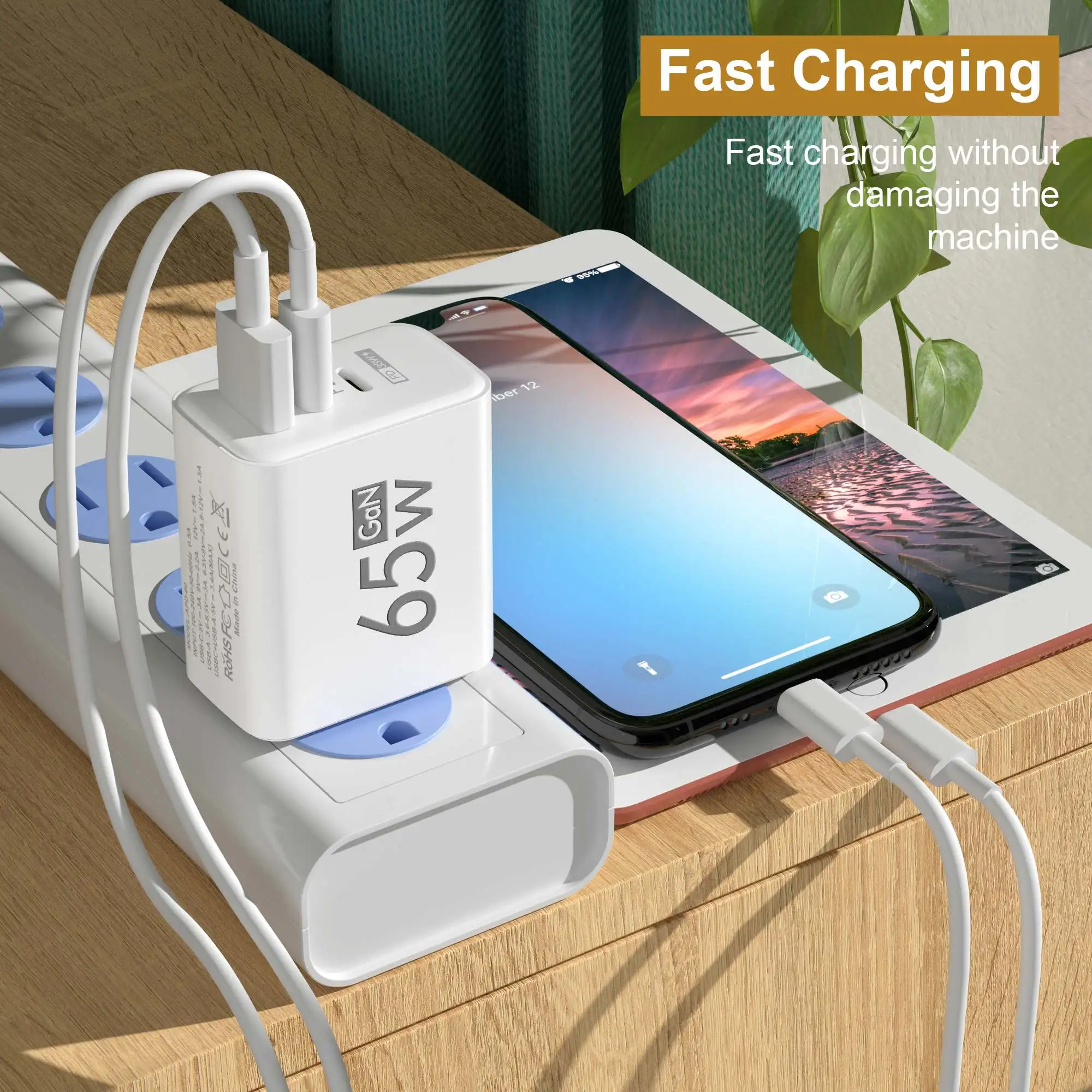 折りたたみ式 65W GaN 3 ポート USB‑C 壁掛け - Laptop Accessories Usb のレビューと価格