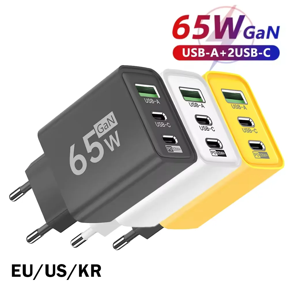 折りたたみ式 65W GaN 3 ポート USB‑C 壁掛け - Laptop Accessories Usb のレビューと価格