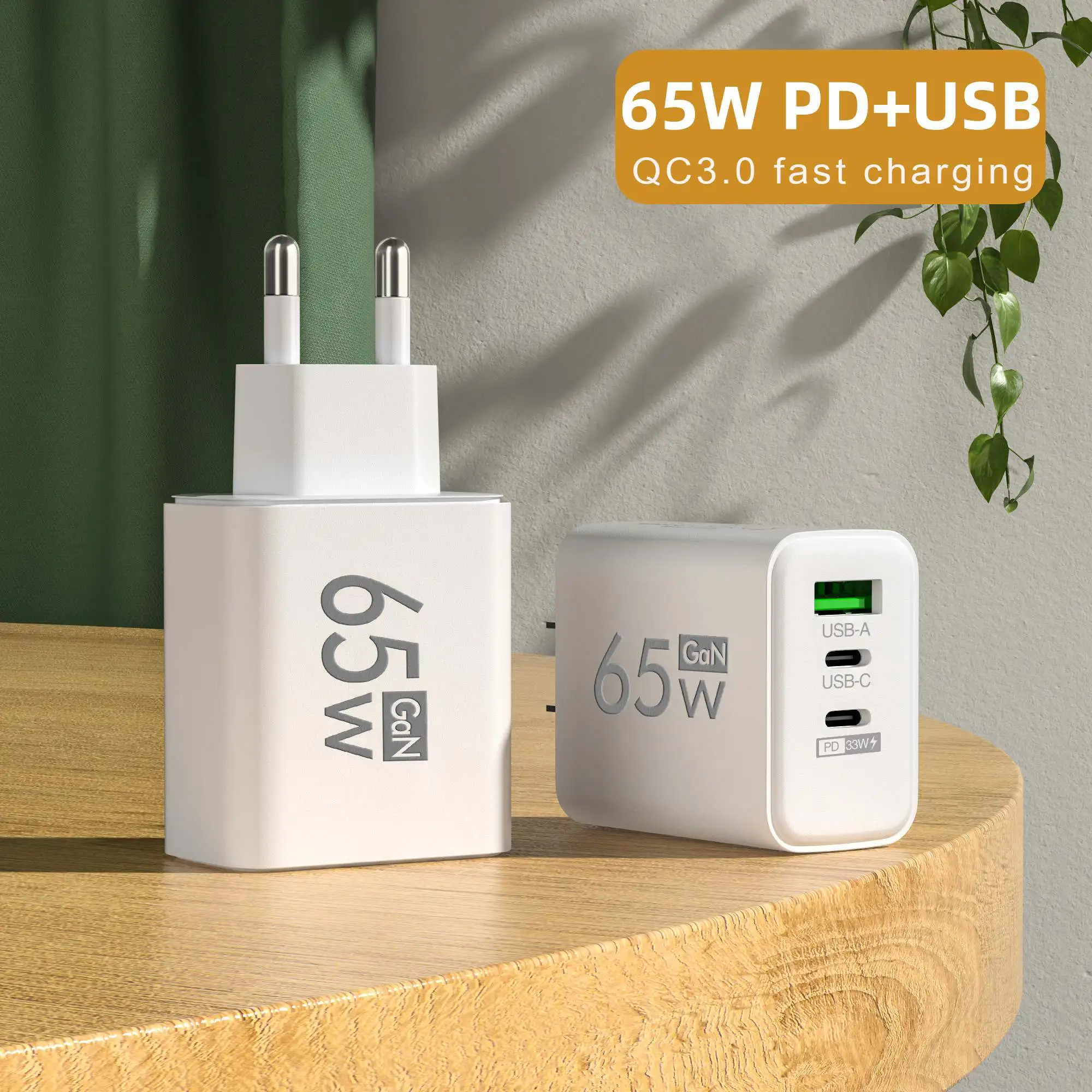 折りたたみ式 65W GaN 3 ポート USB‑C 壁掛け - Laptop Accessories Usb のレビューと価格