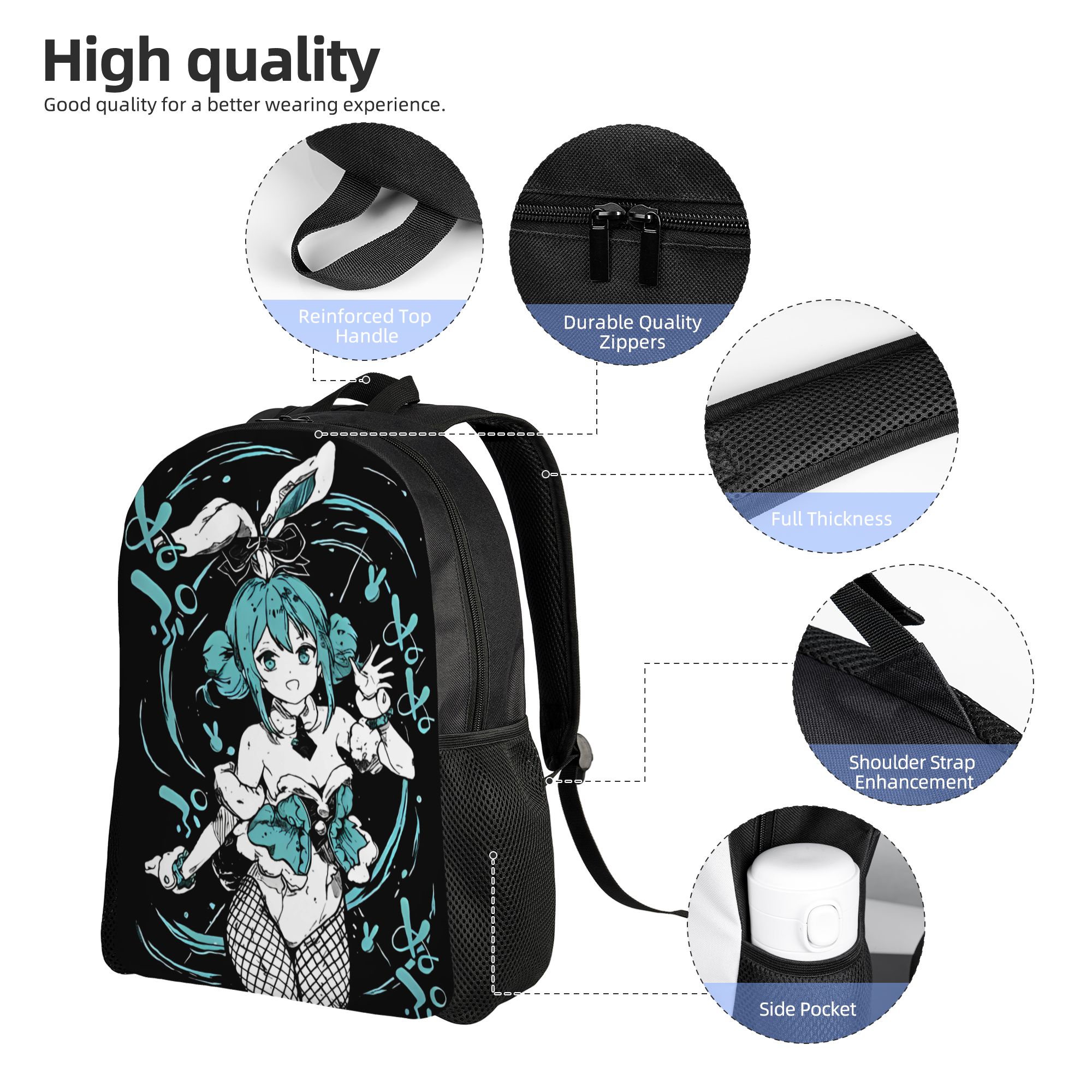 かわいい初音ミクバックパック男性女性用クール高校仕事用デイパ - Laptop Accessories Gifts For Men のレビューと価格