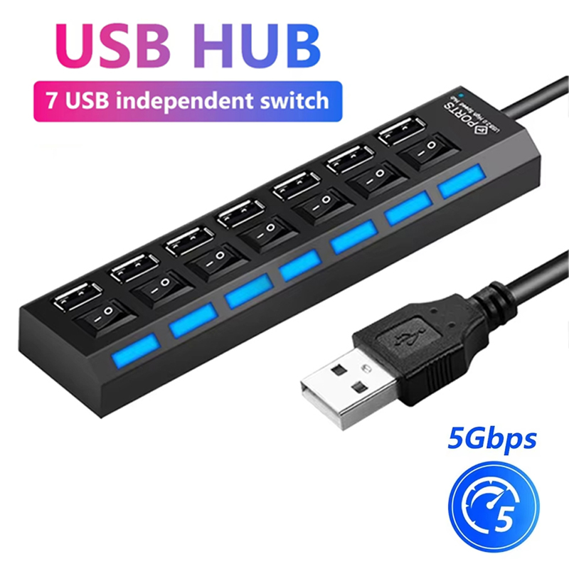 7 ポート USB 2.0 ハブスプリッターラップトップコン - Laptop Accessories Computer のレビューと価格